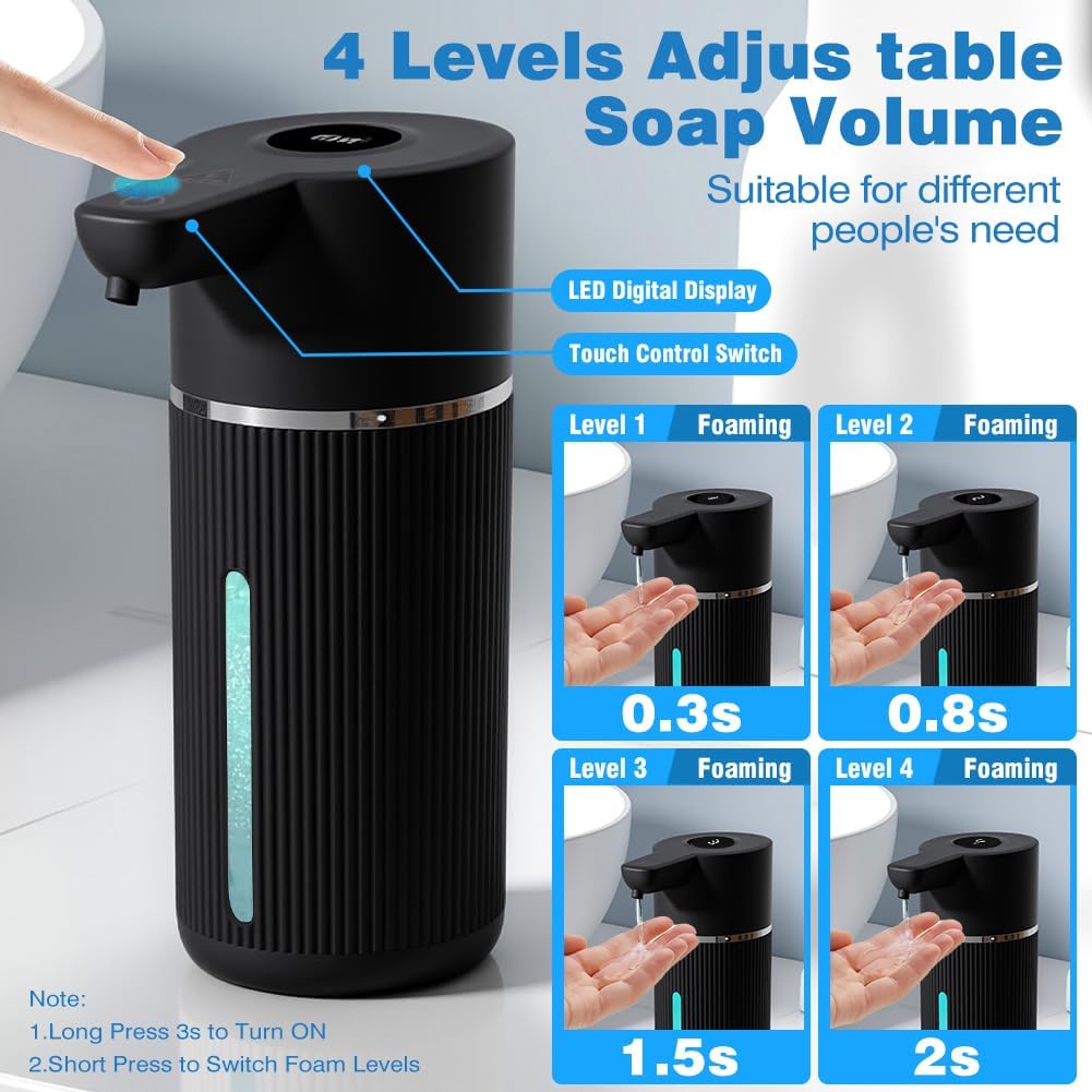 Touchless Automatic Soap Dispenser with Display(Gel Black)