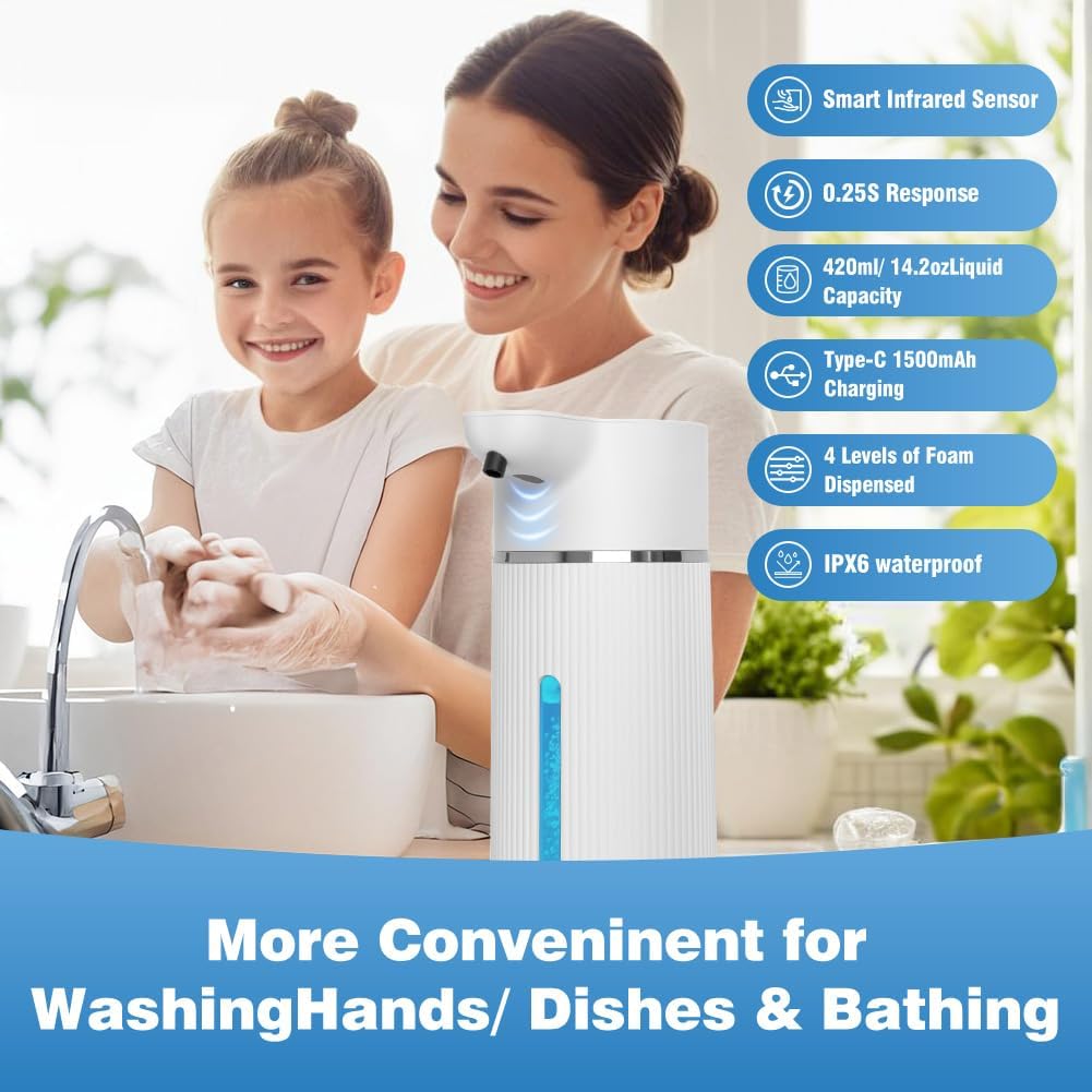 Touchless Automatic Soap Dispenser with Display(Foam White)