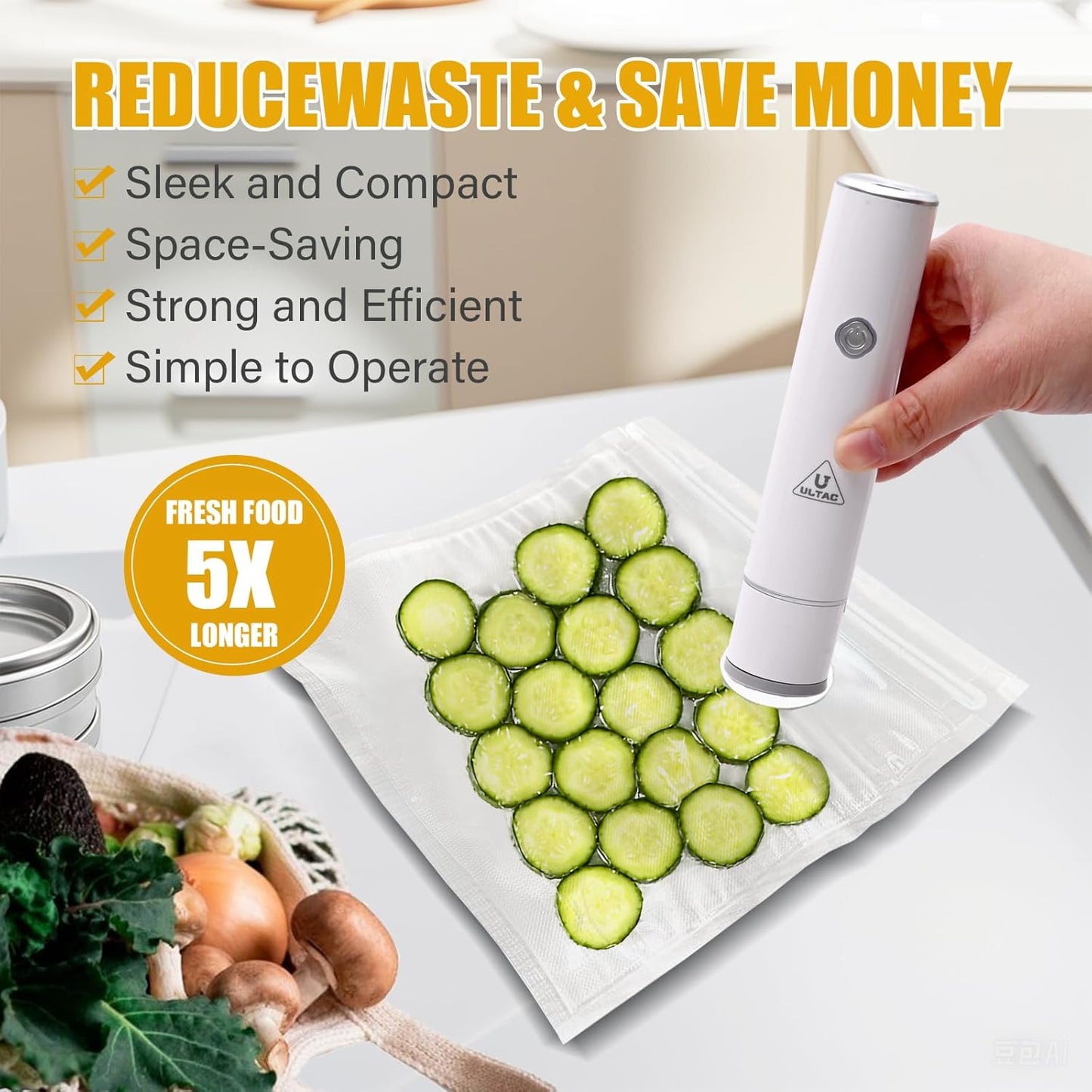 Handheld Vacuum Sealer for Food Storage(Chef"s Kit-30 Bags)