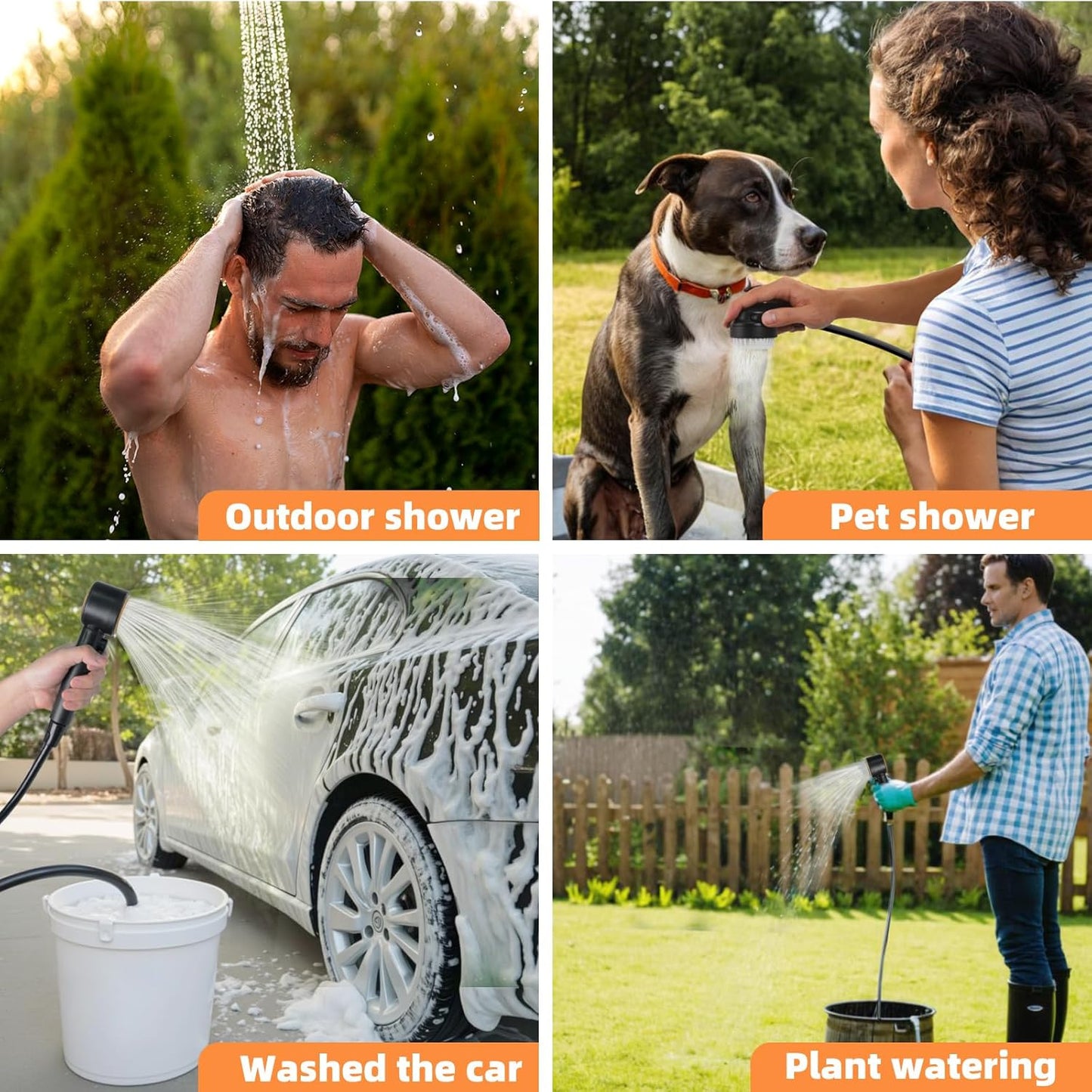 Portable Rechargeable Outdoor Shower with LED Light (Green)