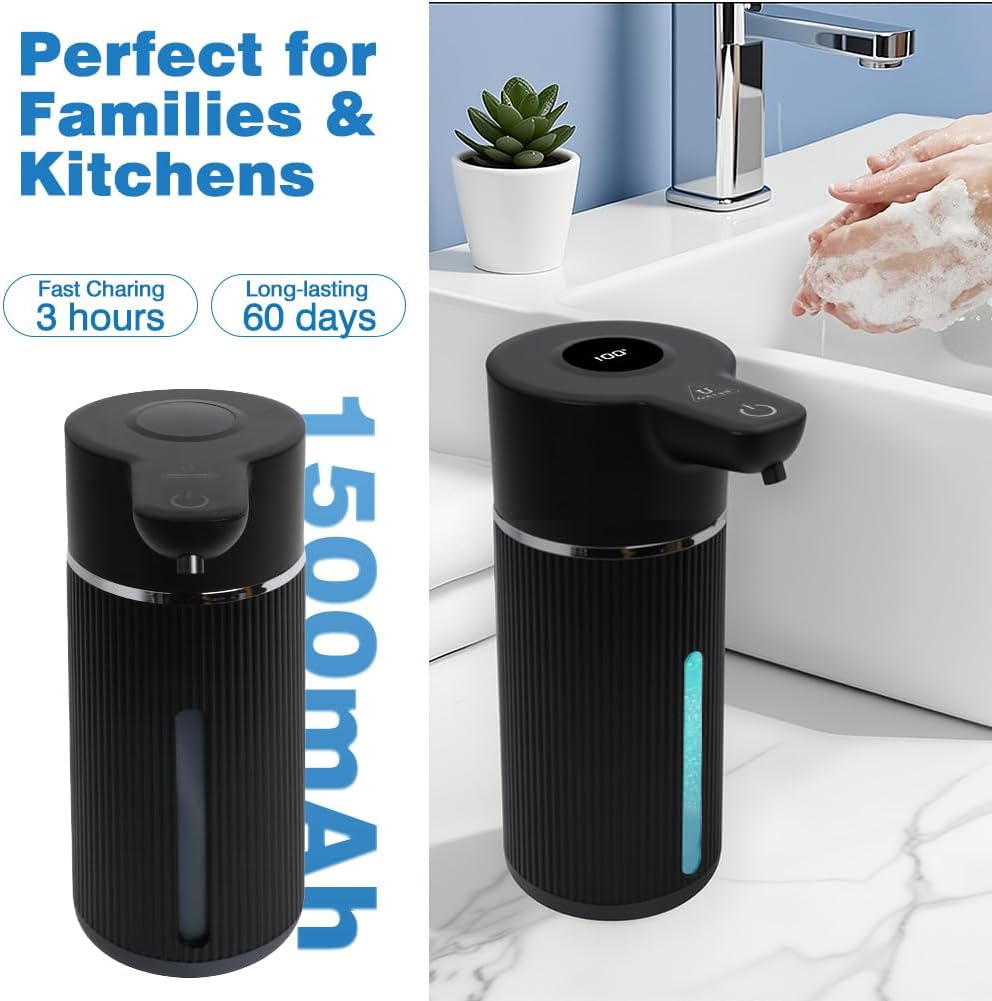 Touchless Automatic Soap Dispenser with Display(Foam Black)