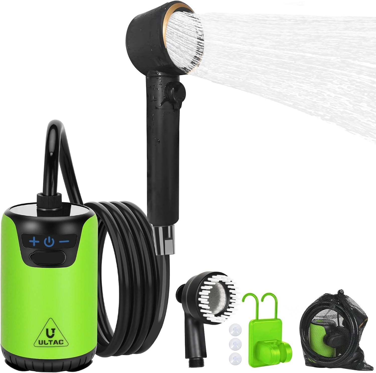 Portable Rechargeable Outdoor Shower with LED Light (Green)