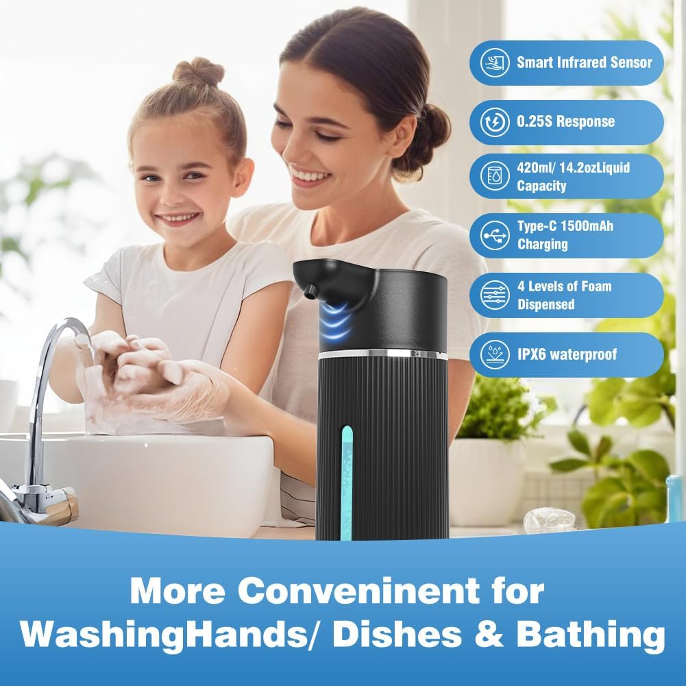 Touchless Automatic Soap Dispenser with Display(Gel Black)