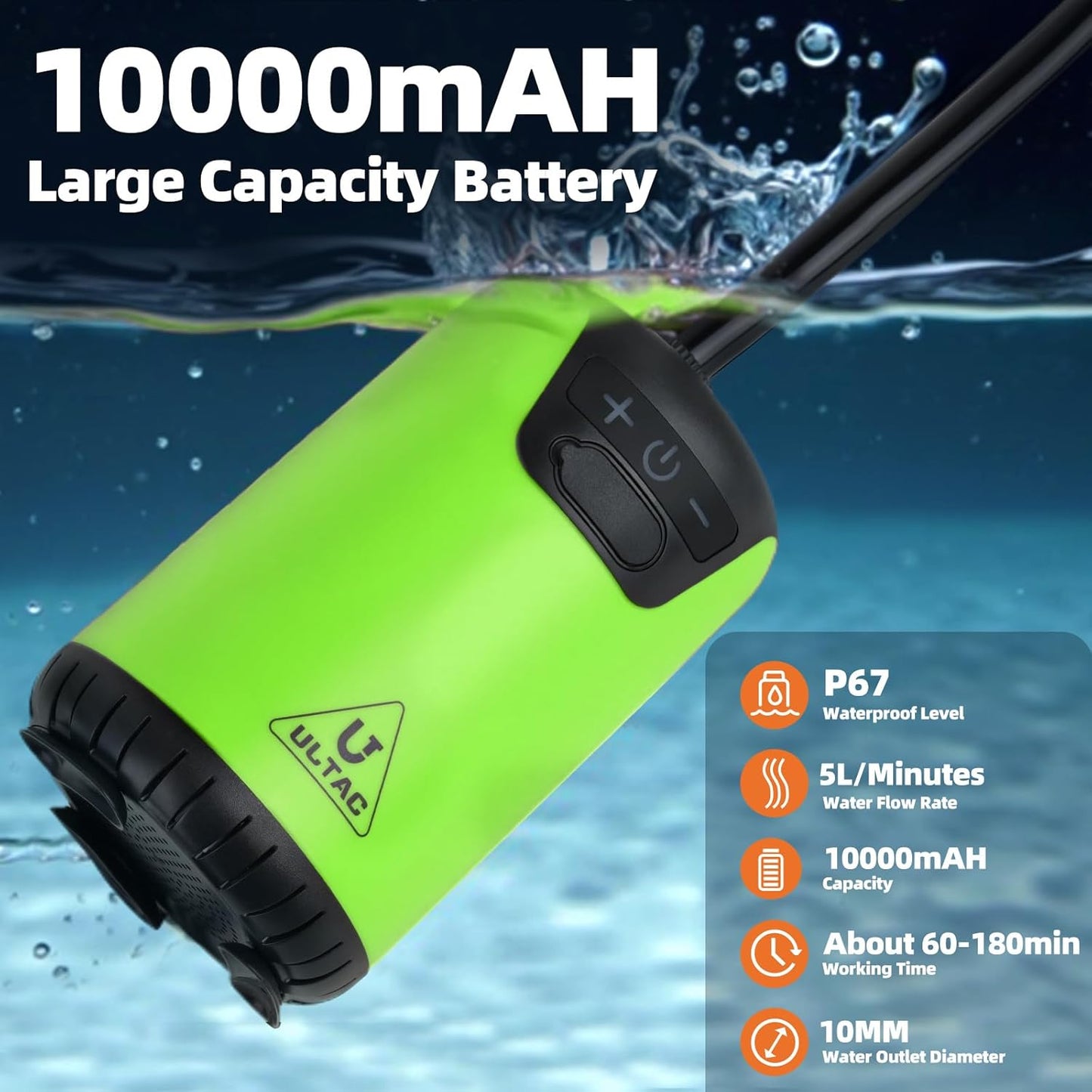 Portable Rechargeable Outdoor Shower with LED Light (Green)